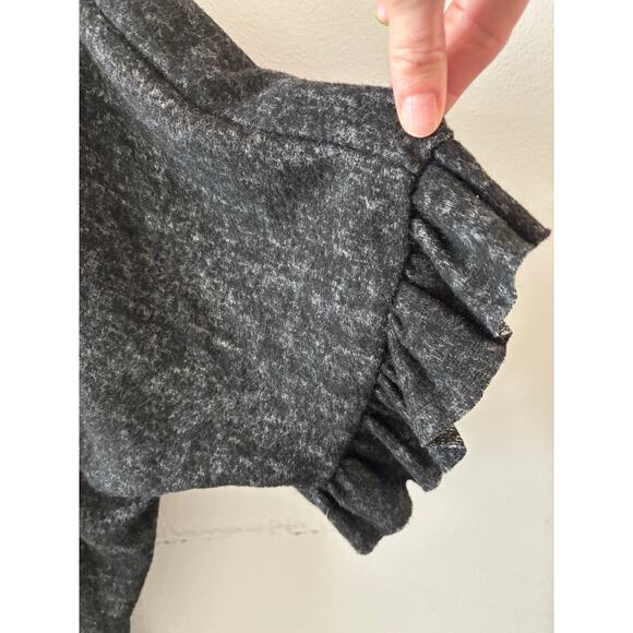 Red Lolly Womens Cardigan Sweater Size Small Heather Gray NWT Ruffles Open Front - Picture 2 of 6